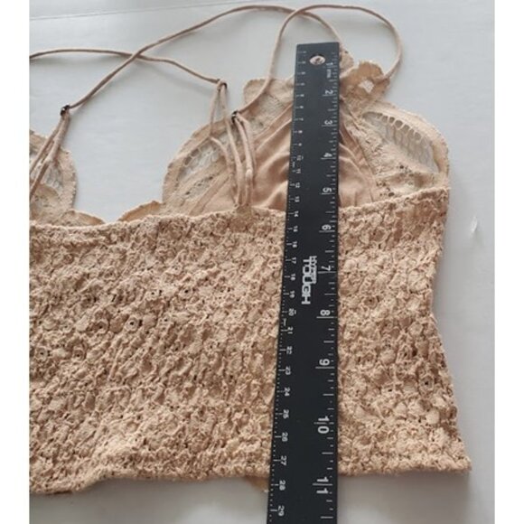NWT Free People Adella Bralette Nude Crochet Lace Longline Bra Sz XL Balletcore - Picture 7 of 8